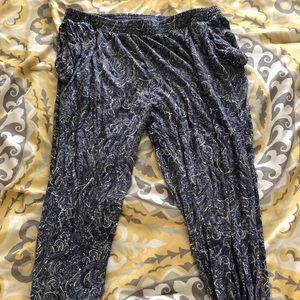 Blue and white yoga pants